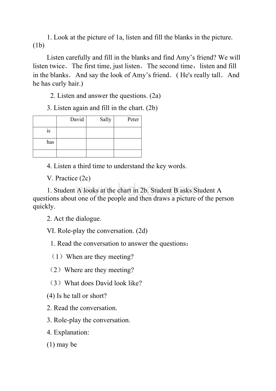 人教版七年级英语下册unit 9教案Word下载.docx_第3页