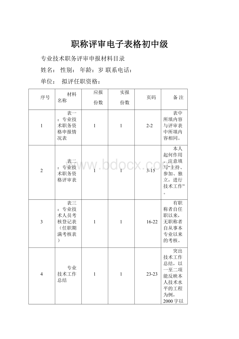 职称评审电子表格初中级Word文档下载推荐.docx