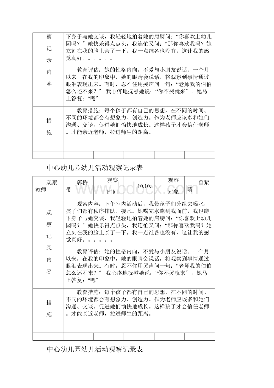 幼儿活动观察记录表儿童活动观察记录表.docx_第2页