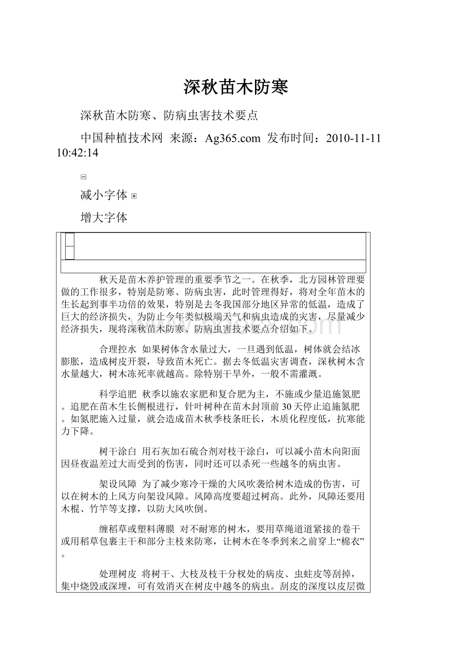 深秋苗木防寒文档格式.docx