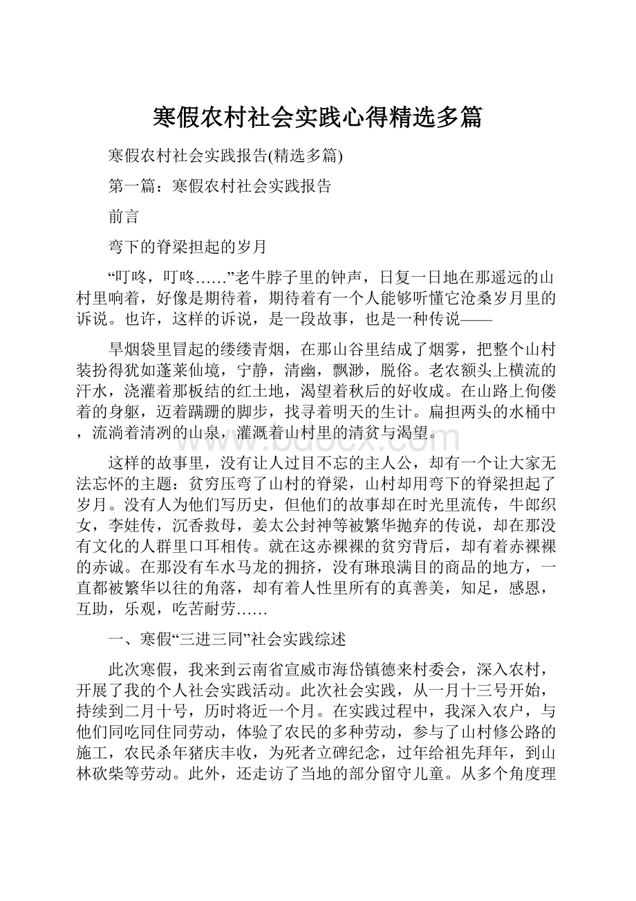 寒假农村社会实践心得精选多篇.docx