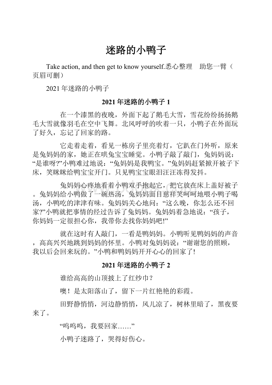 迷路的小鸭子Word格式文档下载.docx