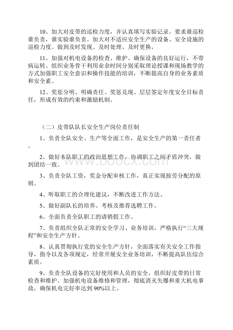 安全生产岗位责任制皮带队.docx_第2页