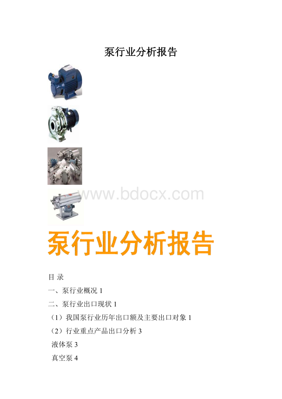 泵行业分析报告文档格式.docx