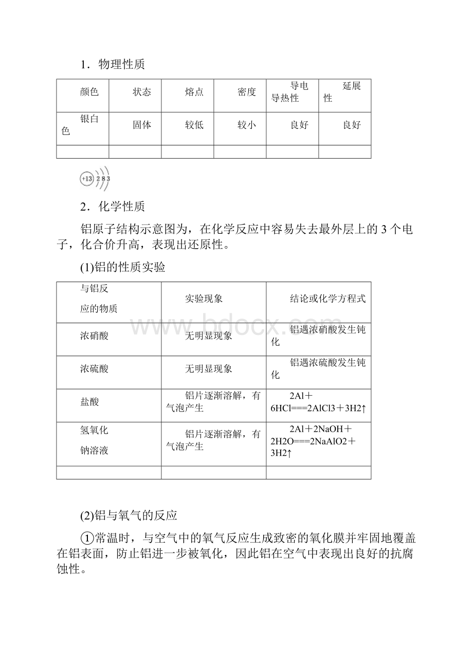 高中化学江苏专版必修一讲义专题3 第一单元 第一课时 铝及铝合金 铝的氧化物与氢氧化物 Word版含答案.docx_第3页