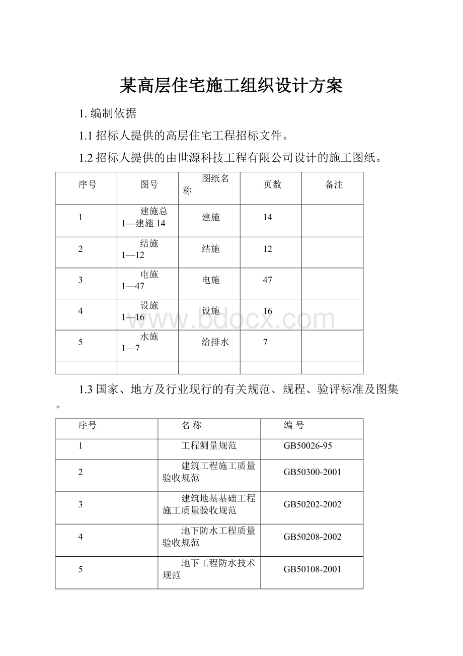 某高层住宅施工组织设计方案文档格式.docx