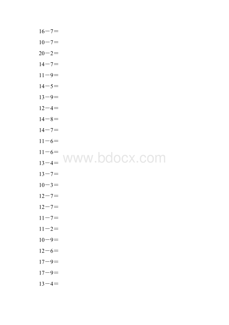 20以内退位减法100题30套Word文档格式.docx_第3页