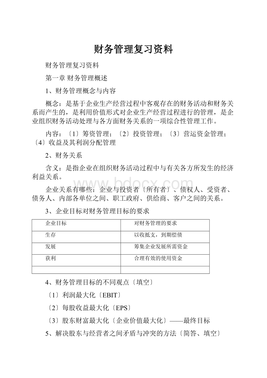 财务管理复习资料.docx