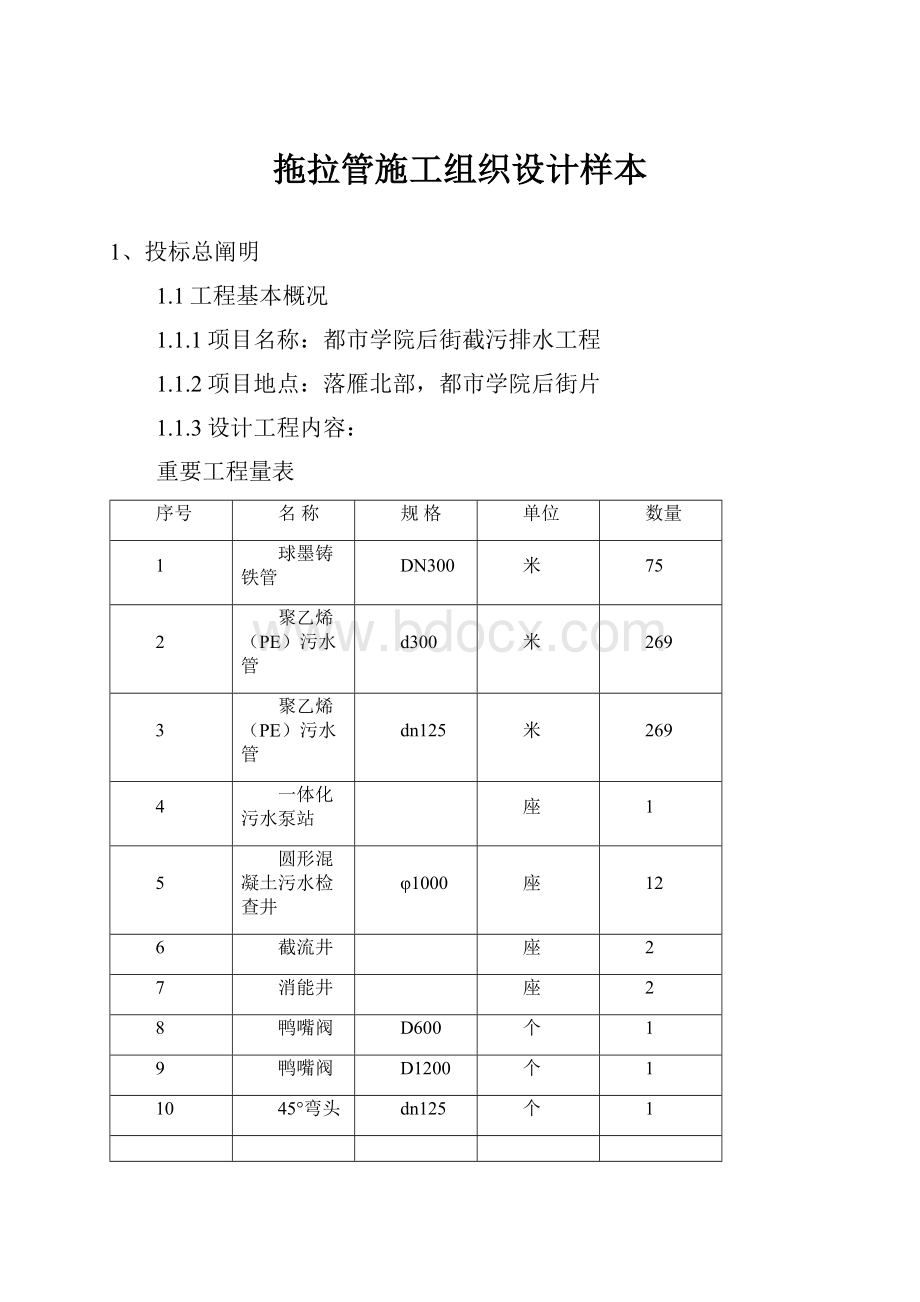 拖拉管施工组织设计样本.docx_第1页