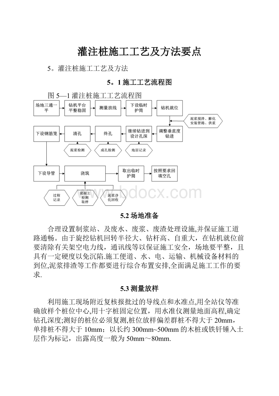 灌注桩施工工艺及方法要点Word文档下载推荐.docx