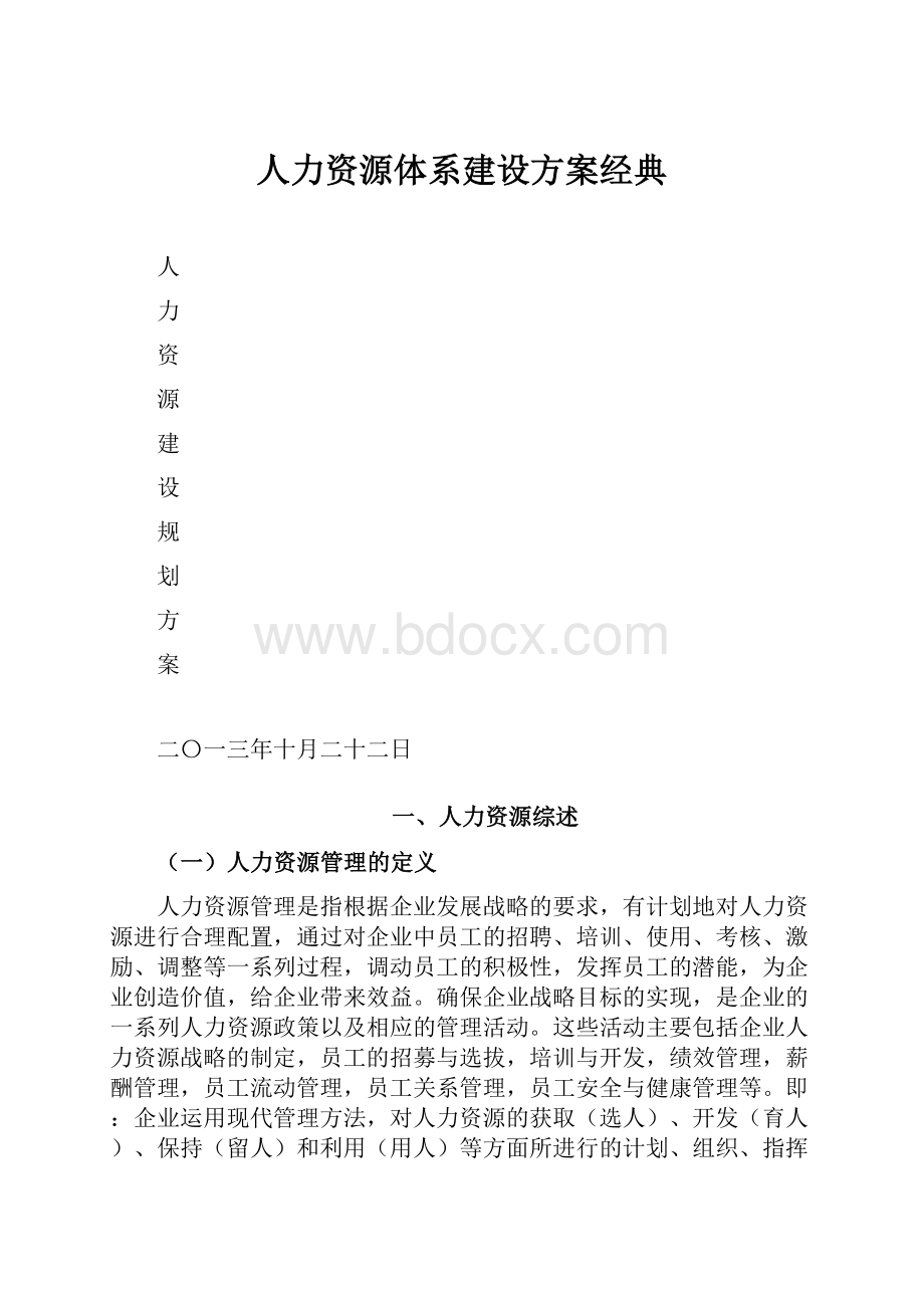 人力资源体系建设方案经典Word文档格式.docx