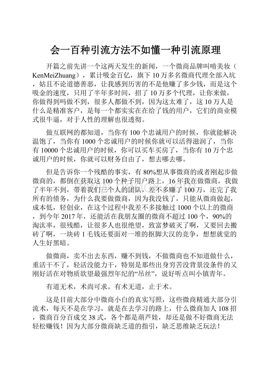 会一百种引流方法不如懂一种引流原理.docx