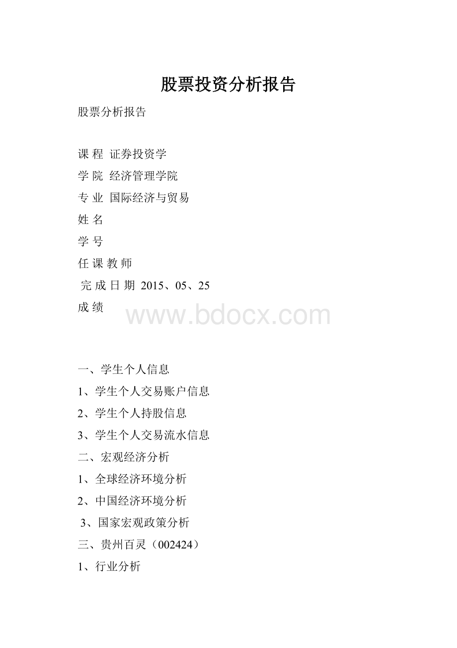 股票投资分析报告Word格式.docx