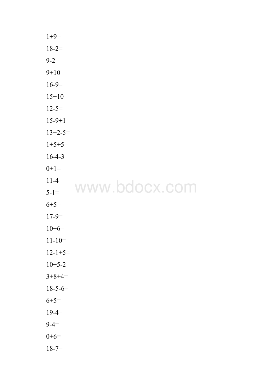 一年级数学上册口算练习册2Word下载.docx_第2页