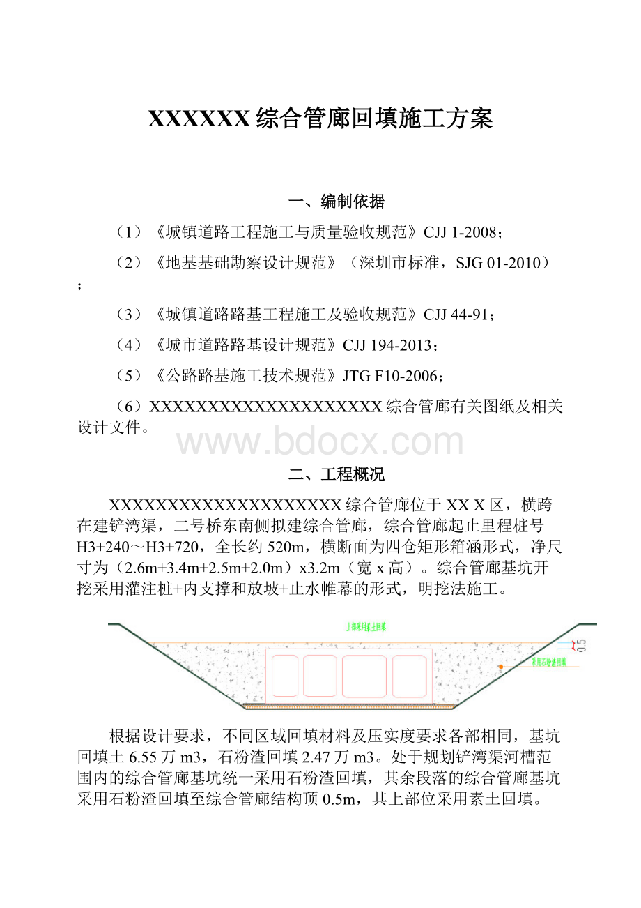 XXXXXX综合管廊回填施工方案.docx_第1页