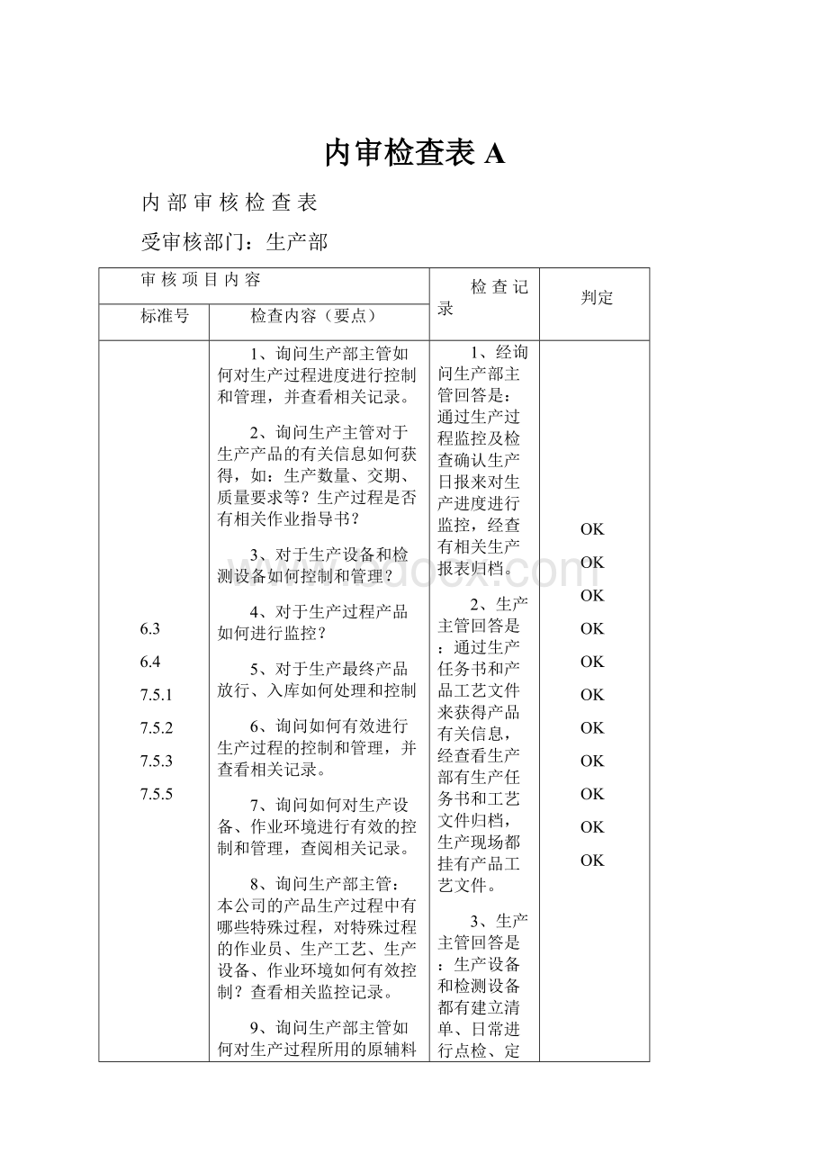 内审检查表A.docx_第1页