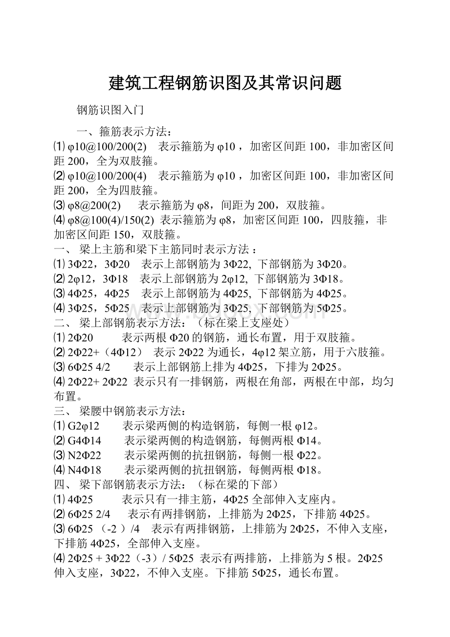 建筑工程钢筋识图及其常识问题.docx