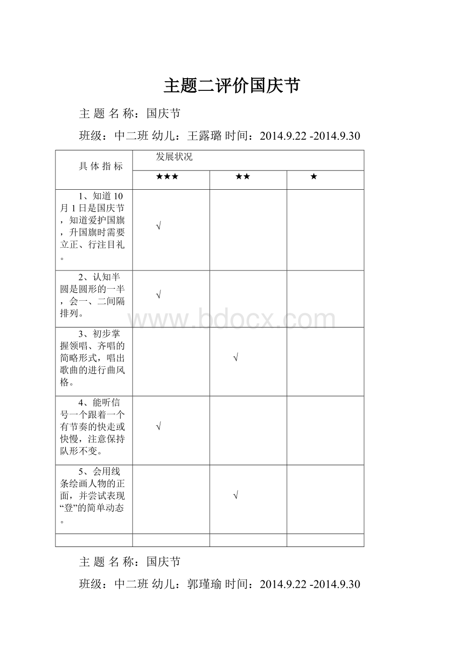 主题二评价国庆节Word下载.docx