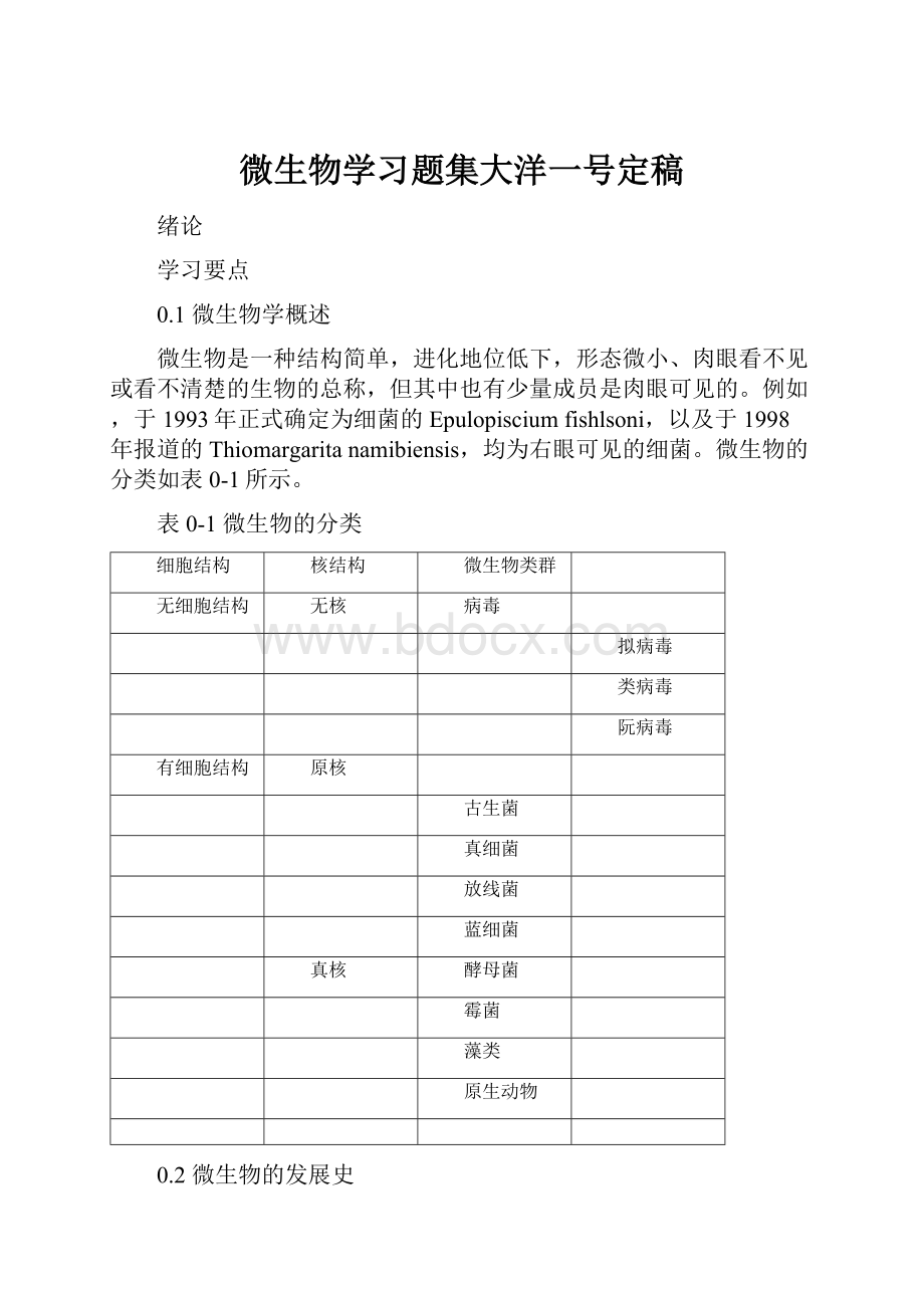 微生物学习题集大洋一号定稿.docx_第1页