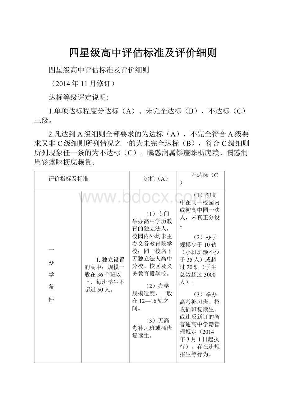 四星级高中评估标准及评价细则文档格式.docx