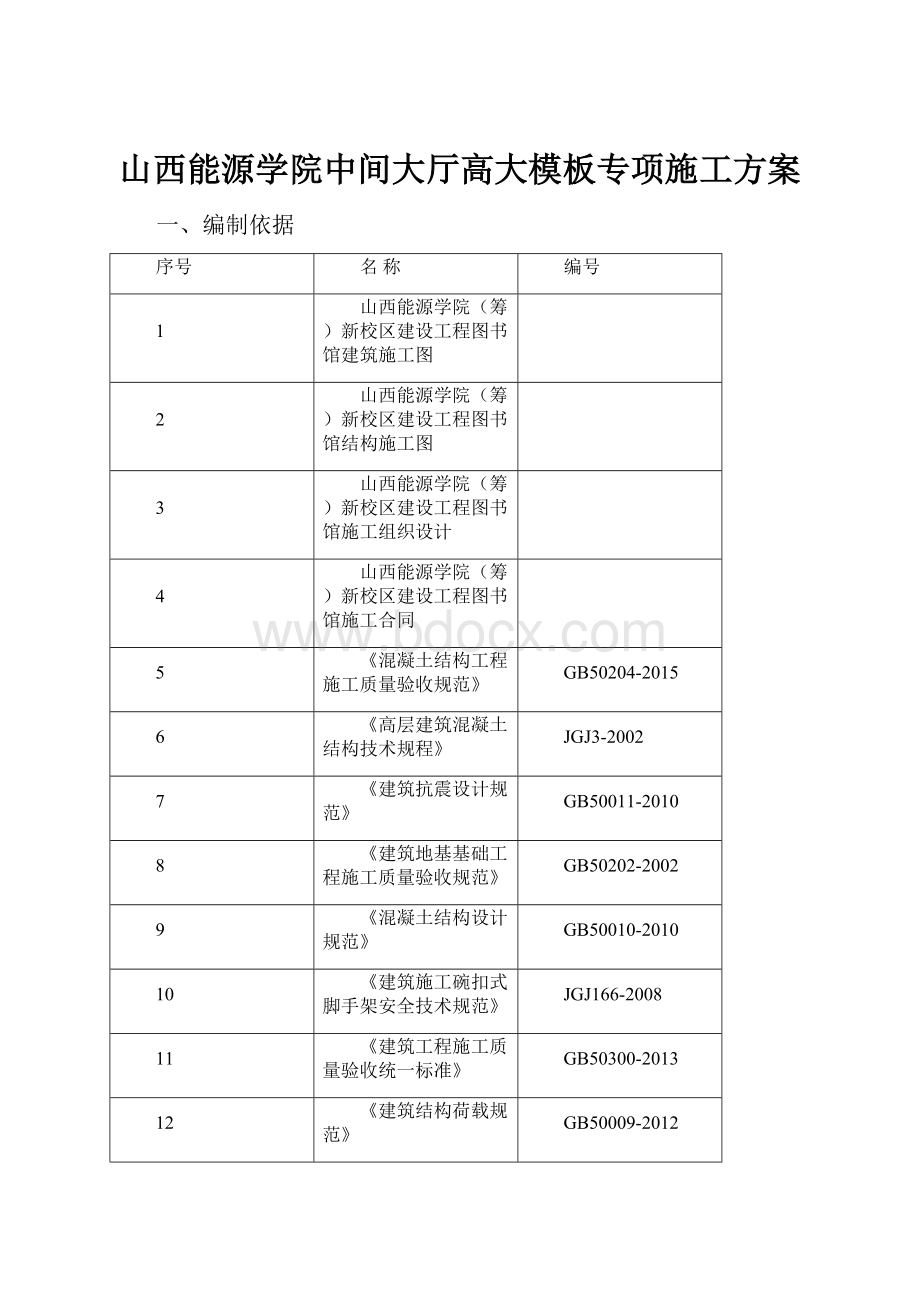 山西能源学院中间大厅高大模板专项施工方案Word文档下载推荐.docx