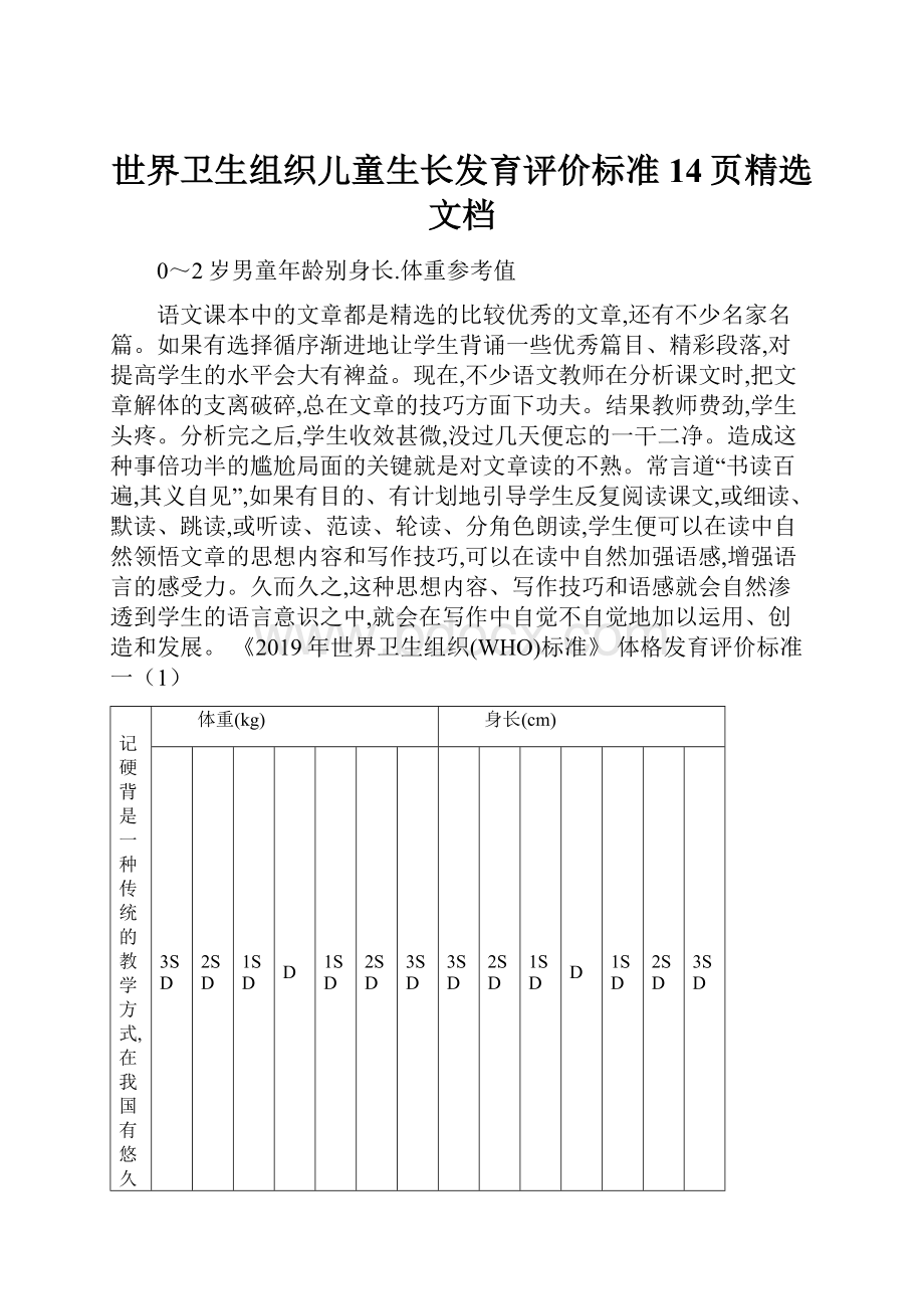 世界卫生组织儿童生长发育评价标准14页精选文档.docx