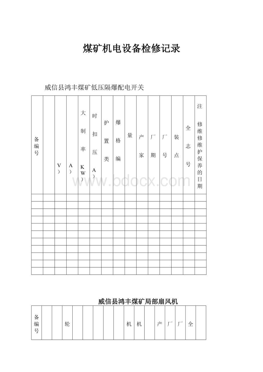 煤矿机电设备检修记录.docx