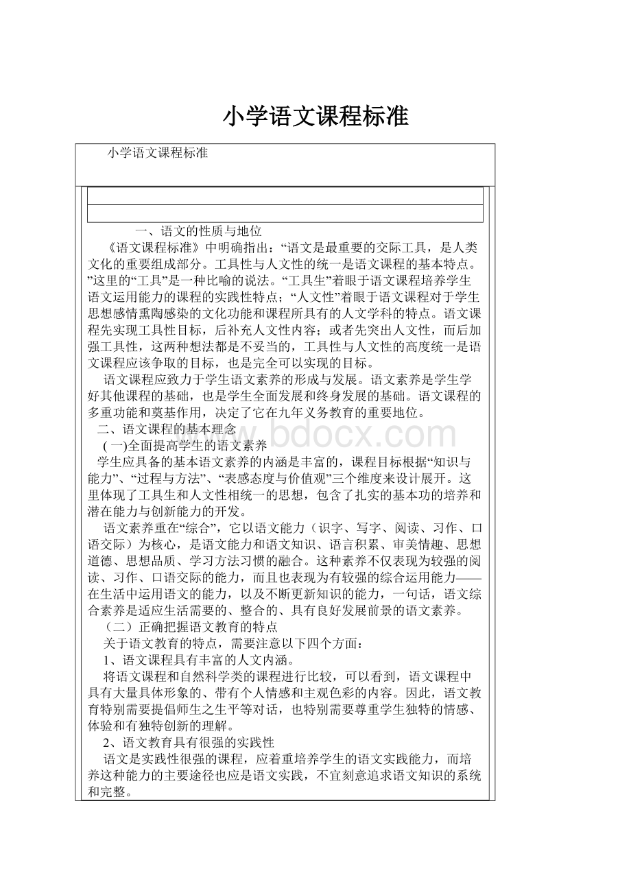 小学语文课程标准Word格式.docx