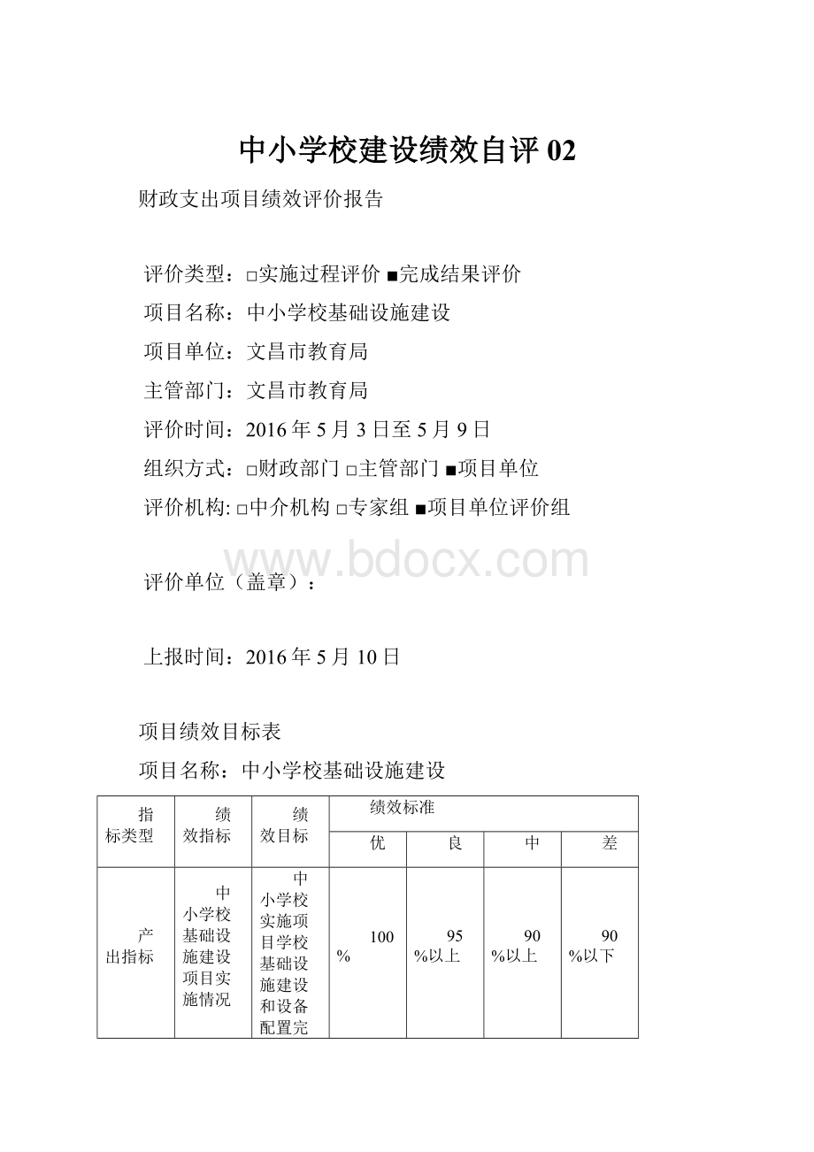 中小学校建设绩效自评02Word文档格式.docx_第1页