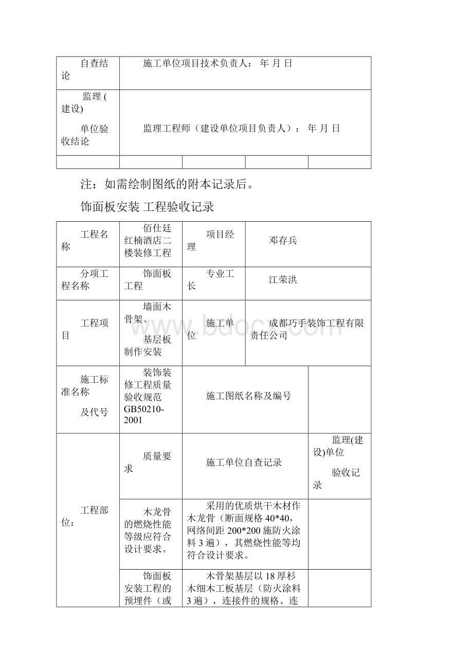 装饰装修工程验收记录表10页.docx_第3页