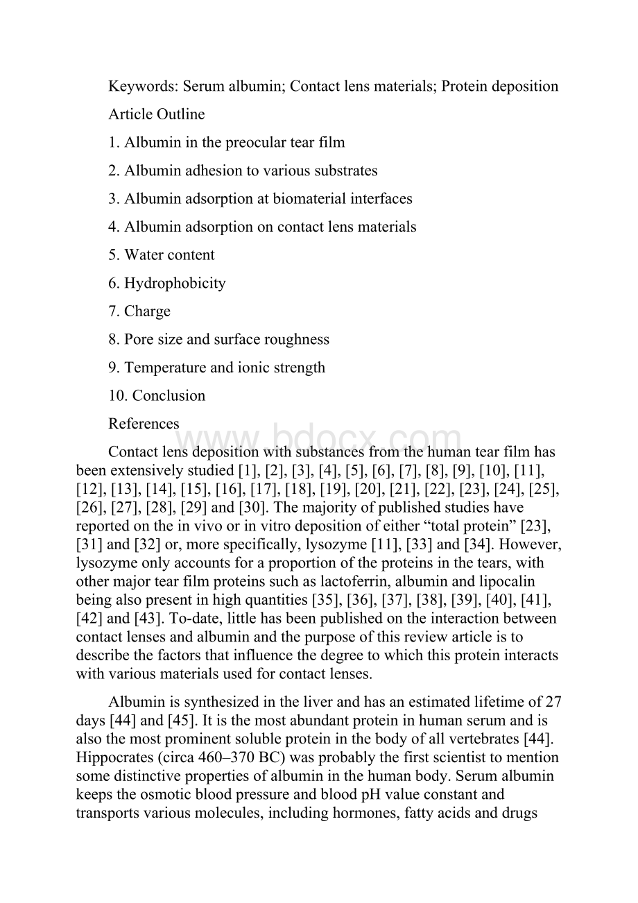 Albumin adsorption to contact lens materials A review.docx_第2页