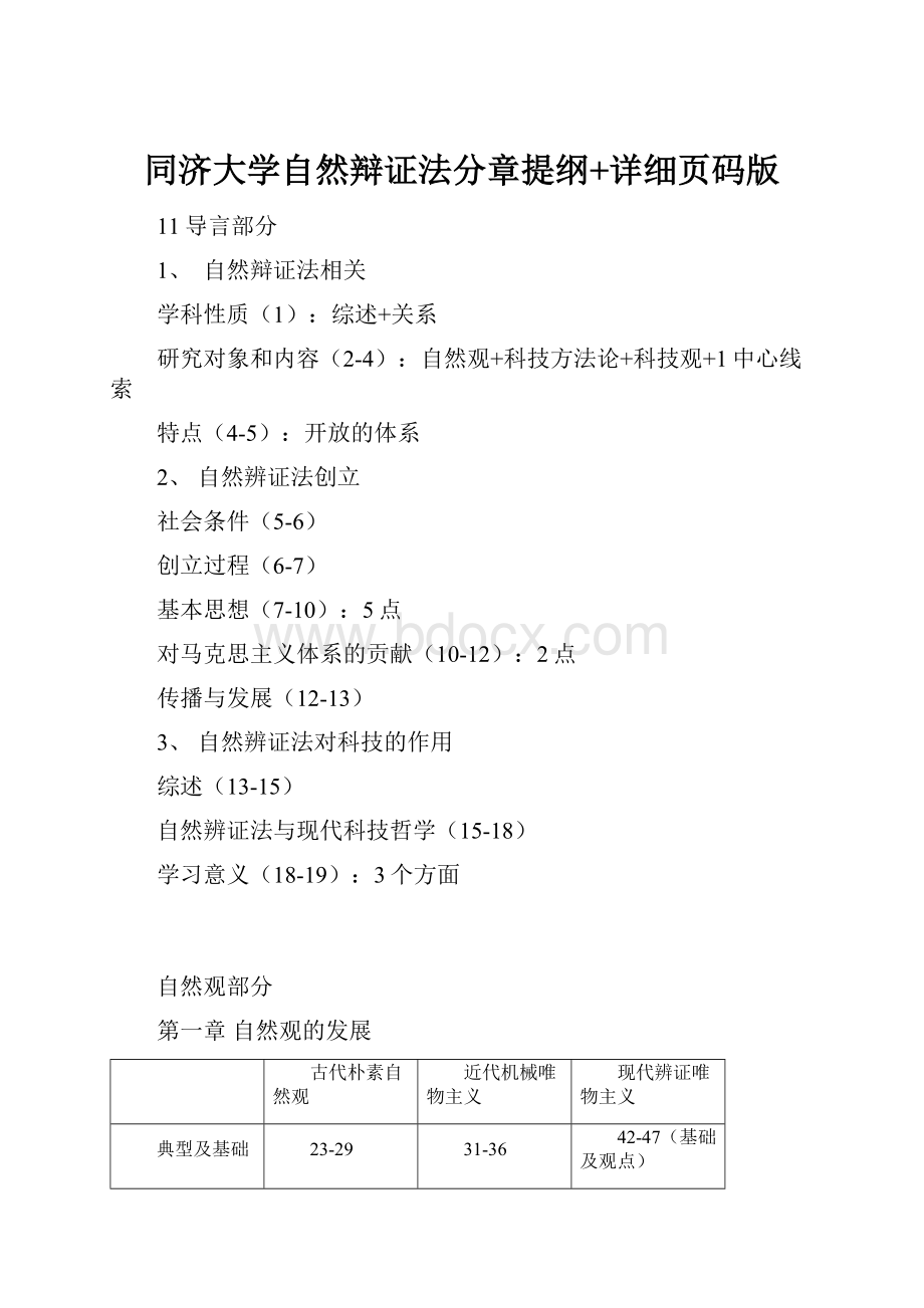 同济大学自然辩证法分章提纲+详细页码版Word文档格式.docx