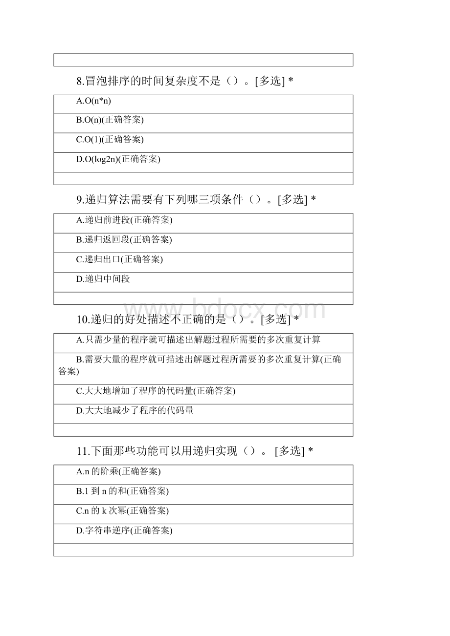 武汉职业技术学院软件技术专业大二数据结构与算法第十三单元测试题多选+判断Word文档格式.docx_第3页