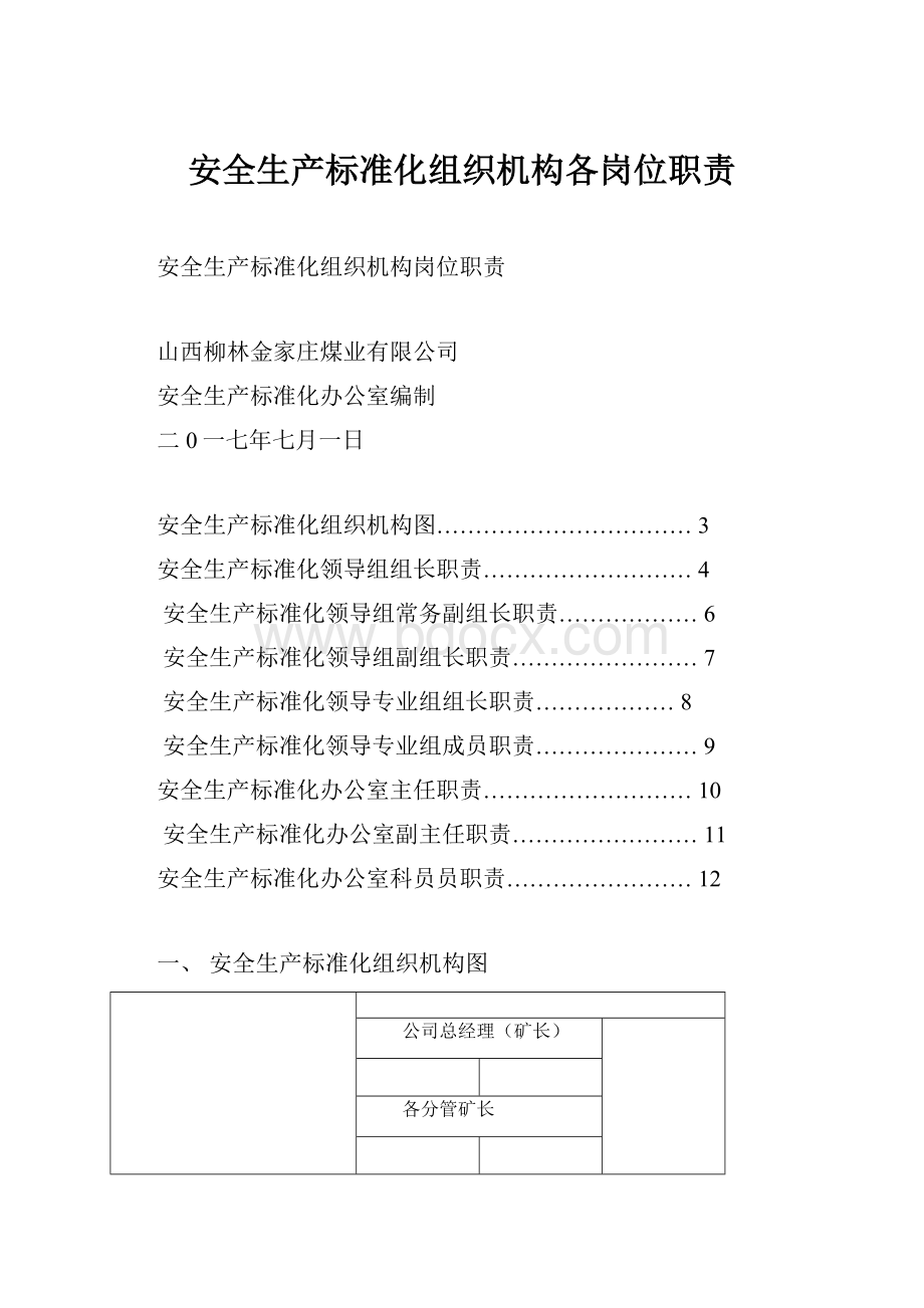 安全生产标准化组织机构各岗位职责.docx_第1页