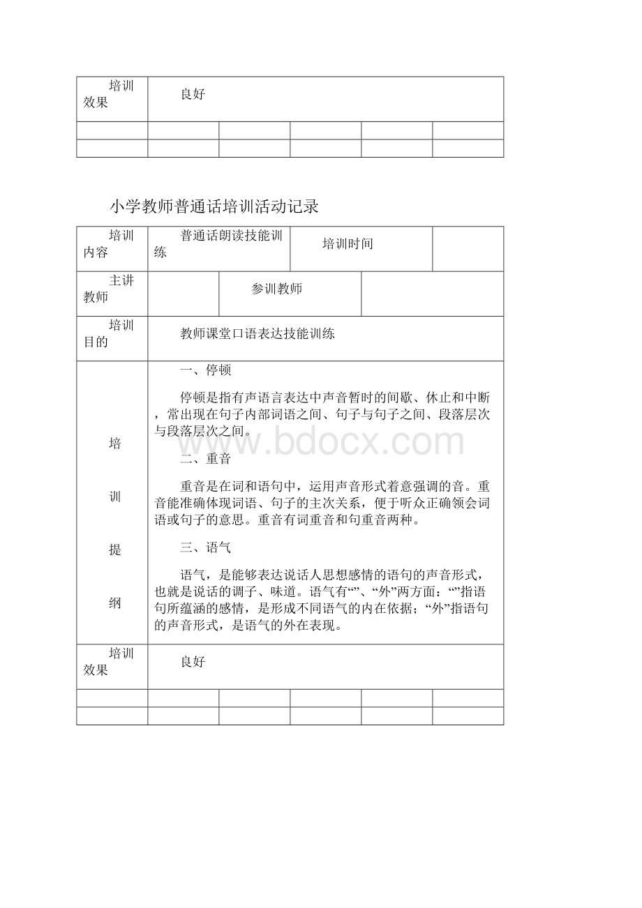 小学教师普通话培训活动记录文档格式.docx_第2页