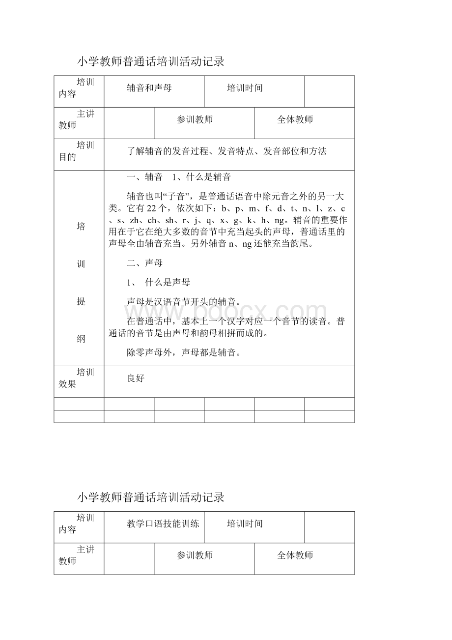 小学教师普通话培训活动记录文档格式.docx_第3页