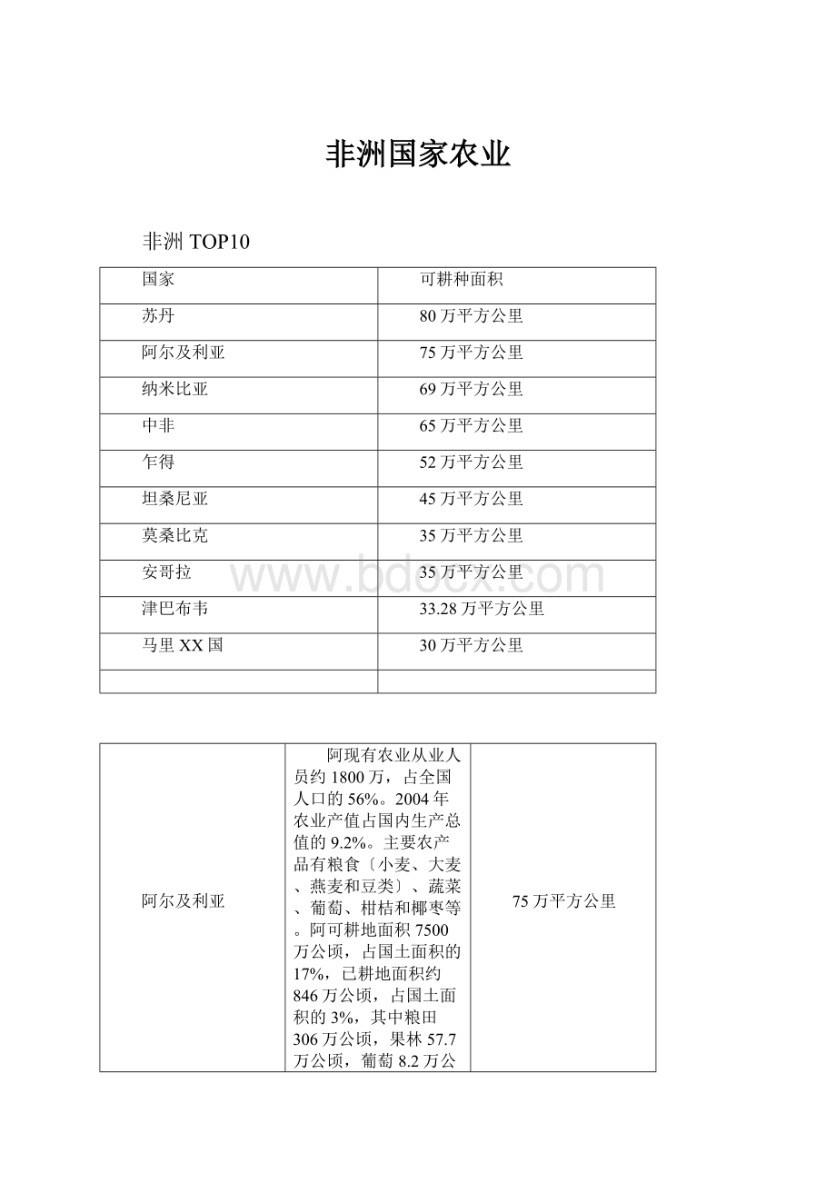 非洲国家农业Word下载.docx