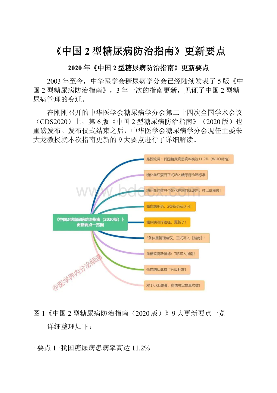 《中国2型糖尿病防治指南》更新要点Word文档格式.docx