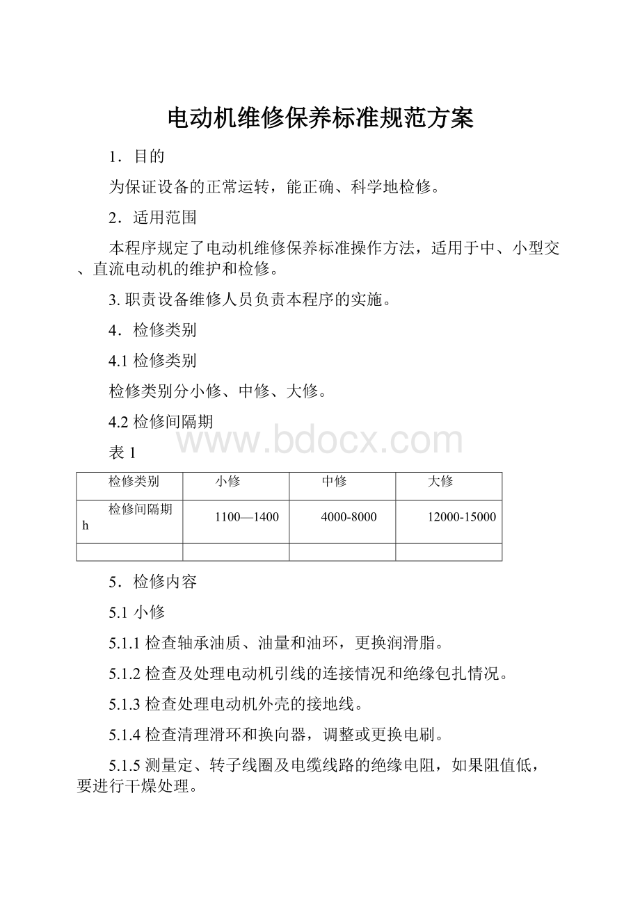 电动机维修保养标准规范方案.docx_第1页