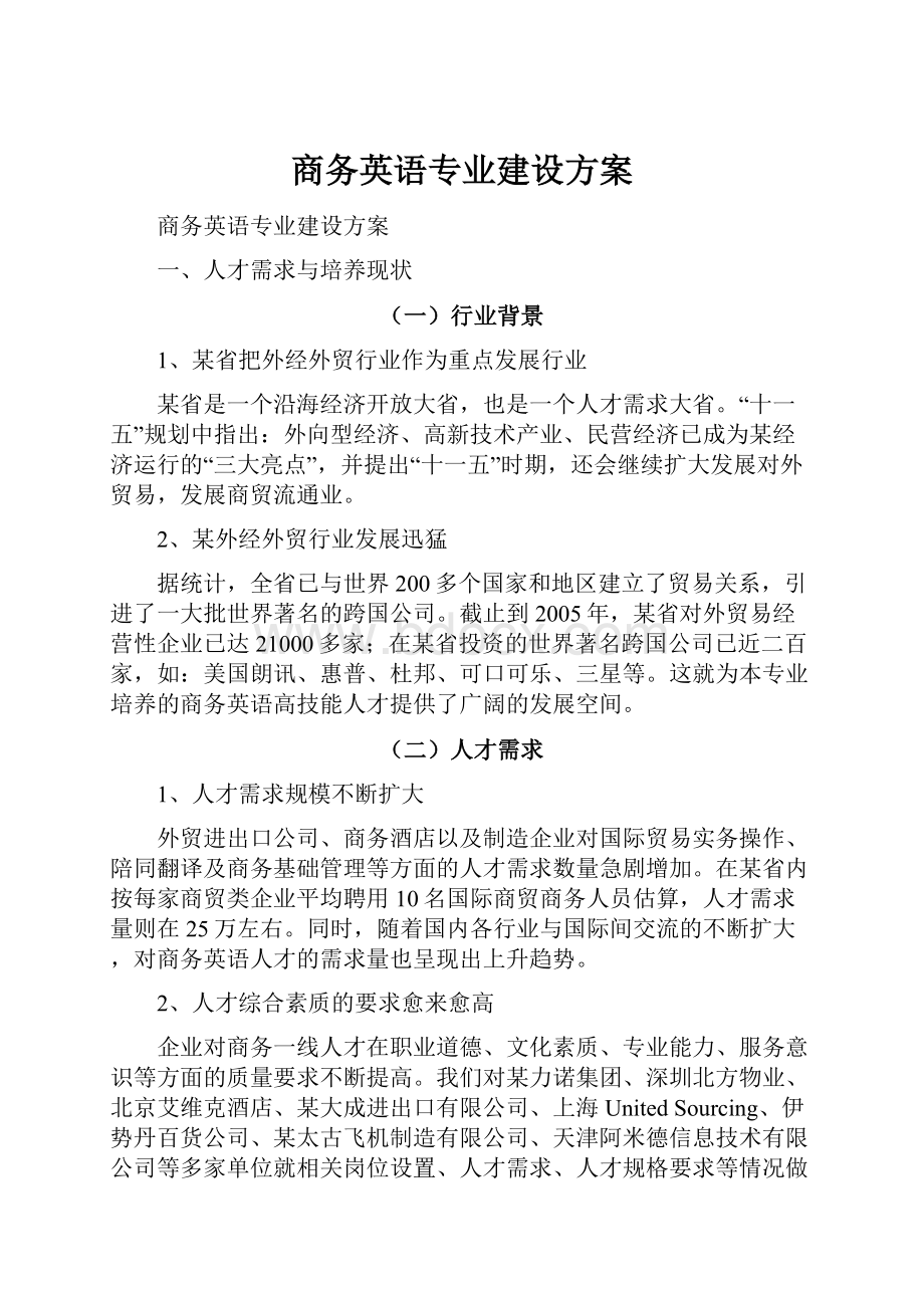 商务英语专业建设方案.docx_第1页