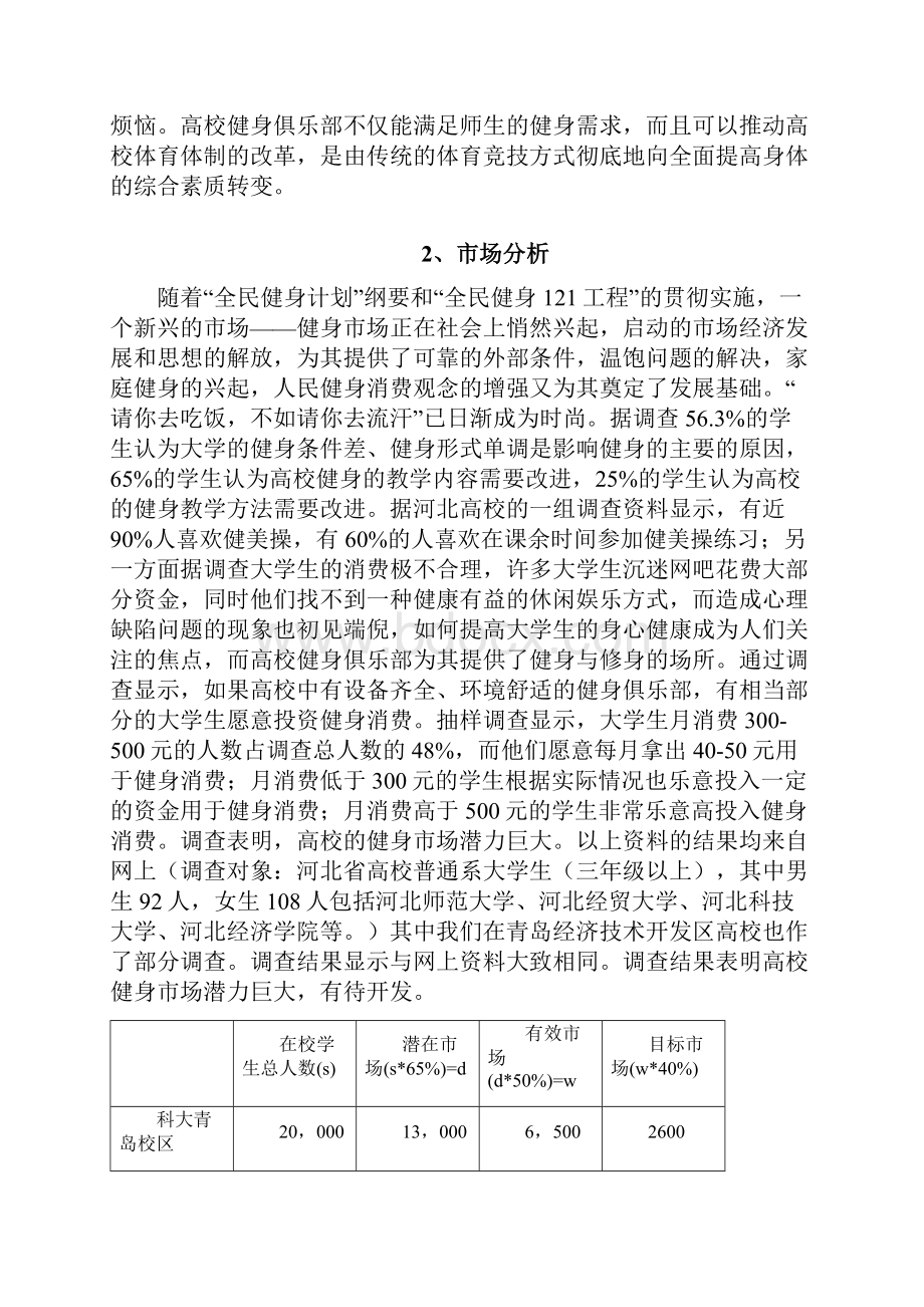 XX品牌健身俱乐部创办经营项目商业计划书.docx_第2页