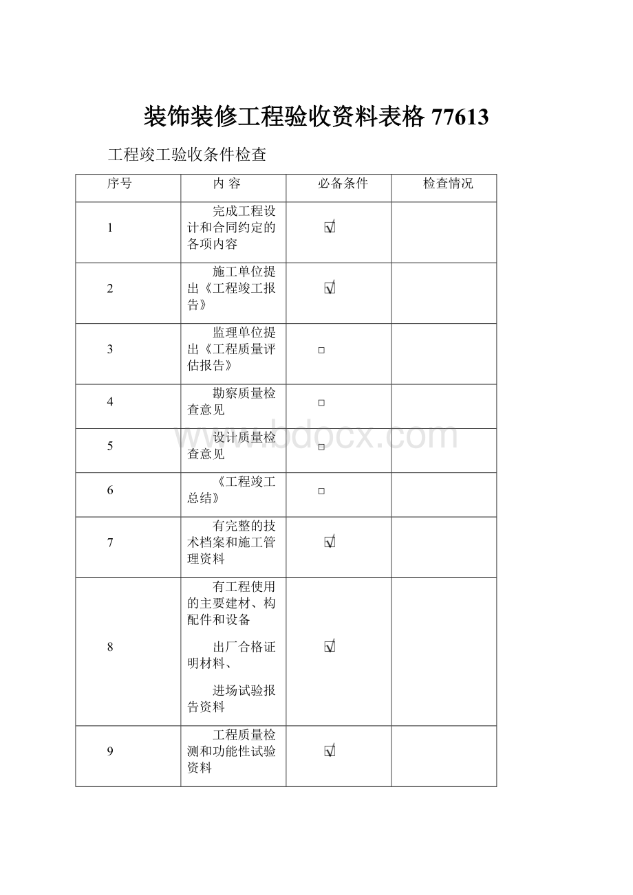 装饰装修工程验收资料表格77613.docx_第1页