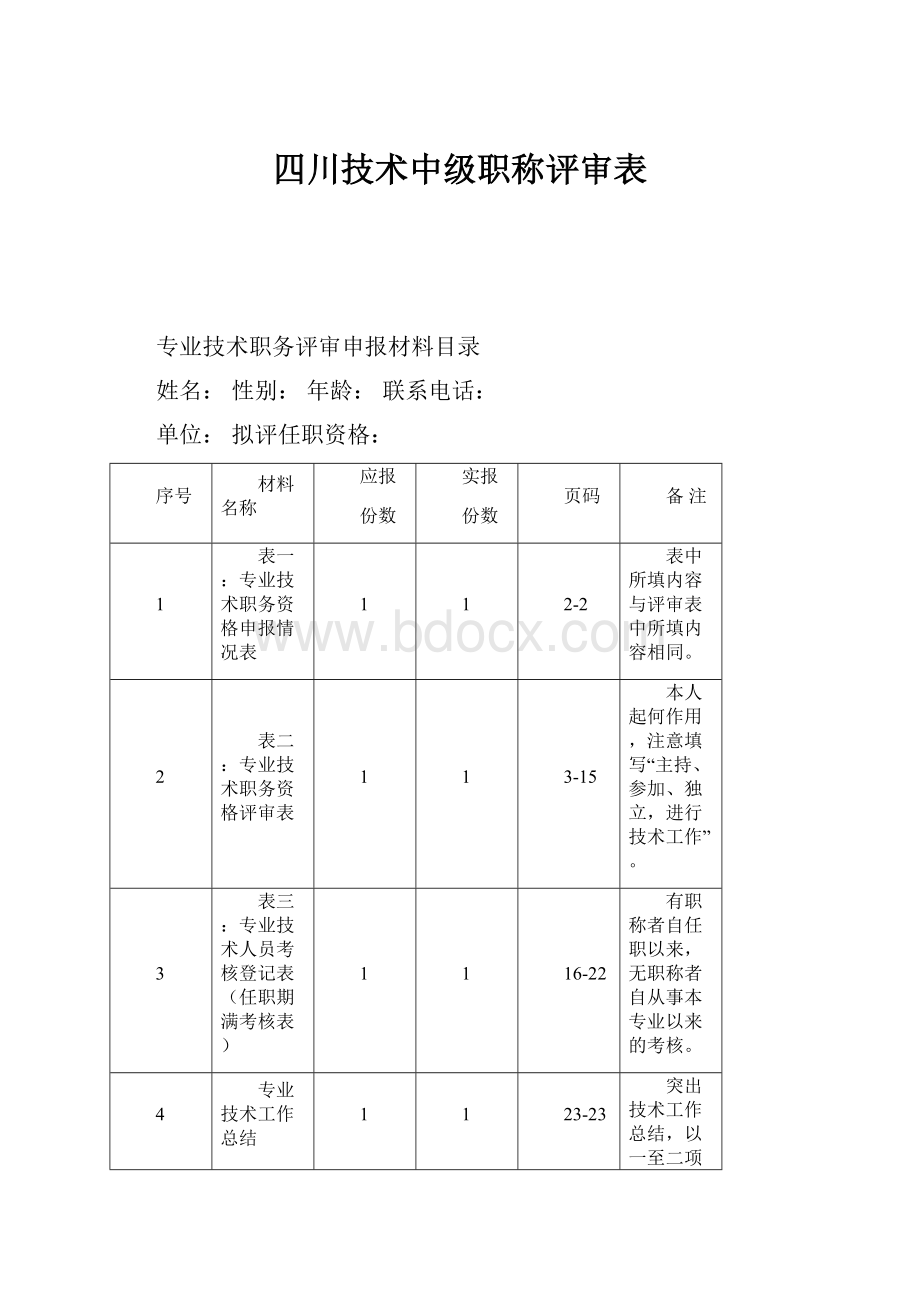 四川技术中级职称评审表Word文档下载推荐.docx_第1页