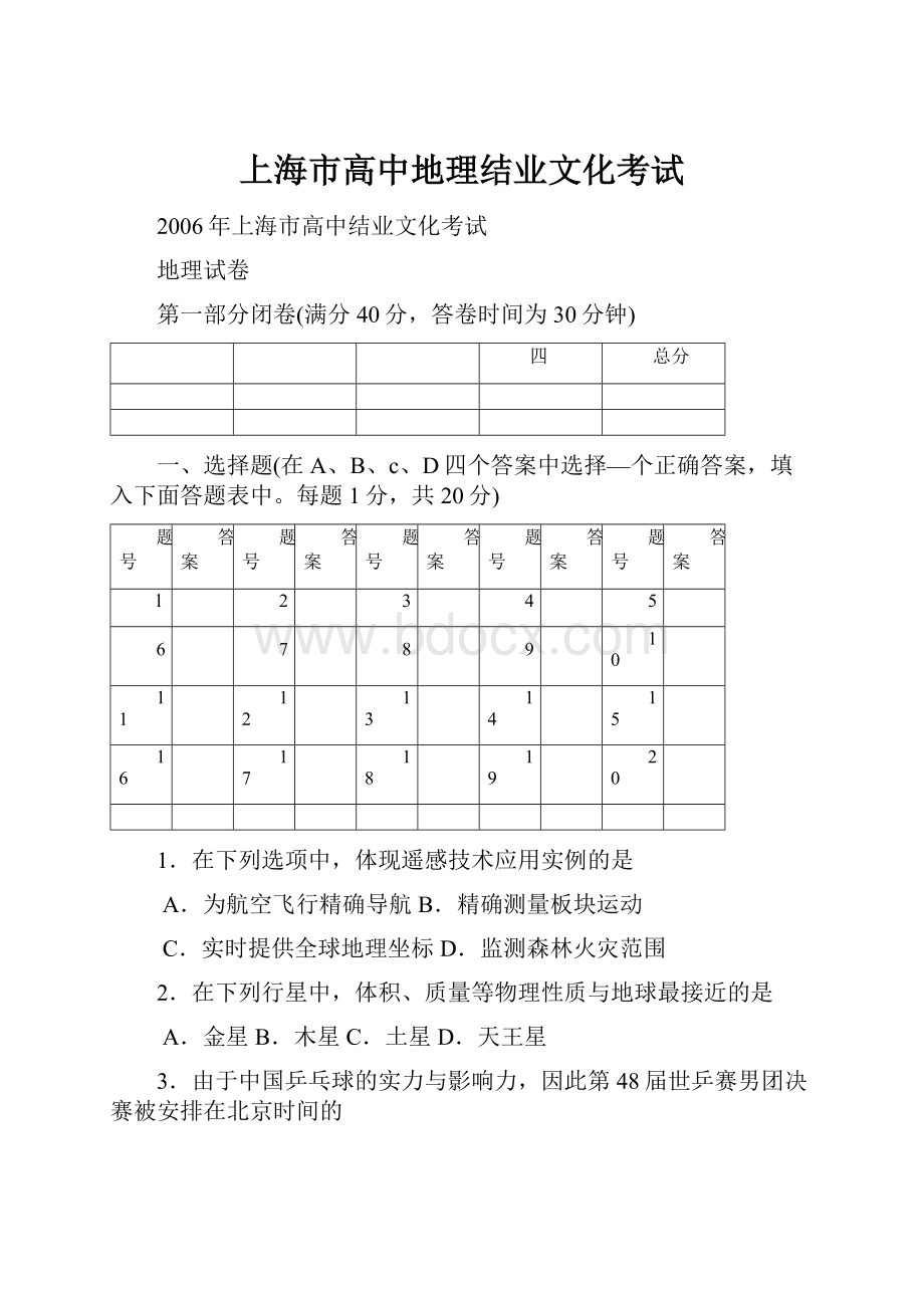 上海市高中地理结业文化考试.docx_第1页