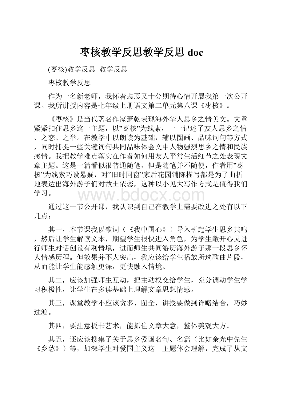 枣核教学反思教学反思docWord格式.docx_第1页