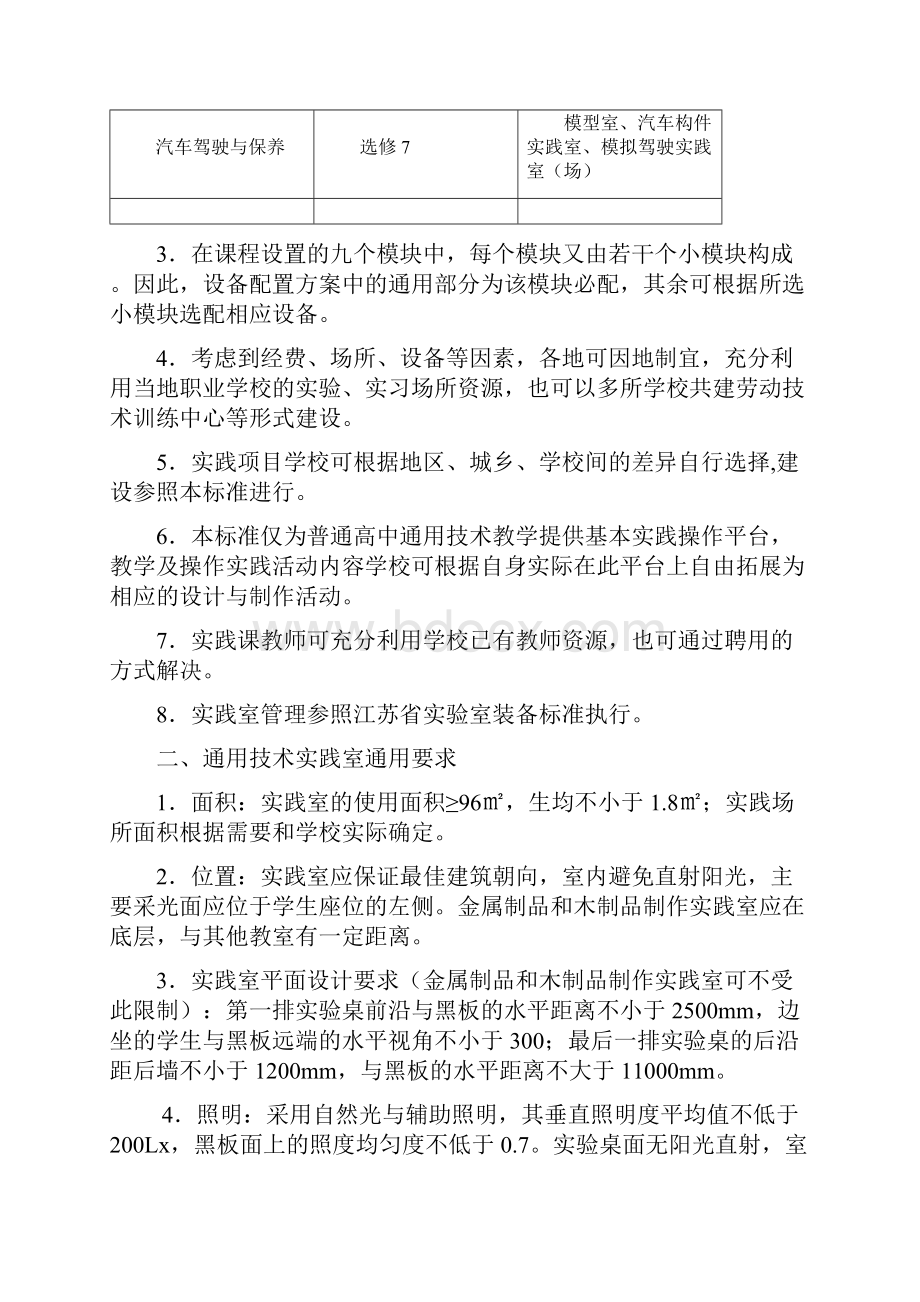 江苏省高级中学技术课程实践室场所装备标准Word文档格式.docx_第2页