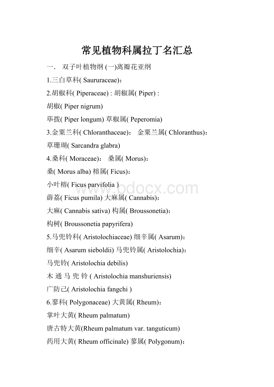 常见植物科属拉丁名汇总.docx_第1页