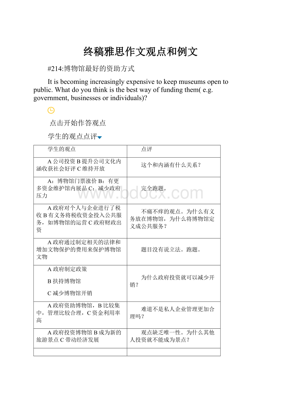 终稿雅思作文观点和例文Word格式文档下载.docx