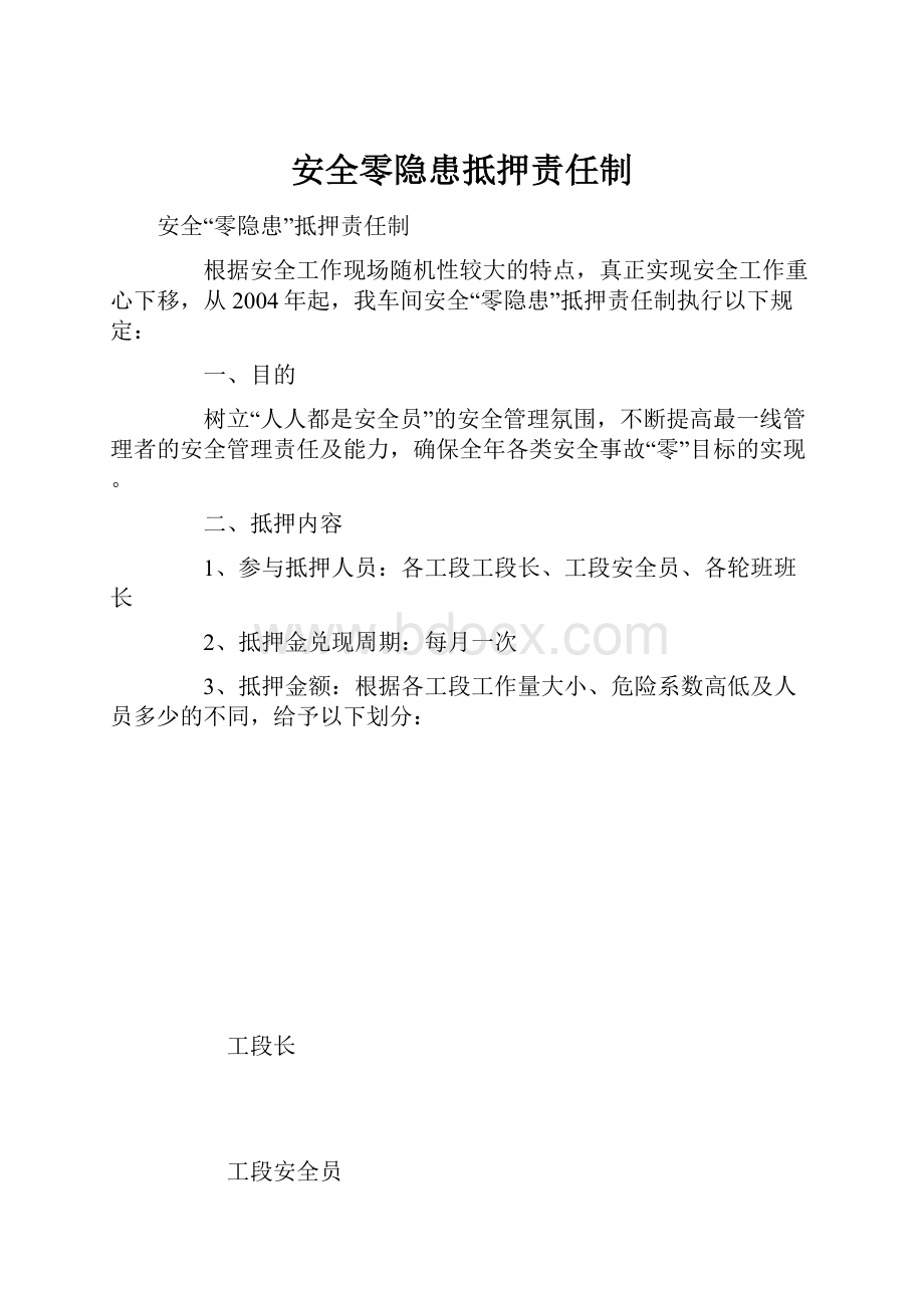 安全零隐患抵押责任制.docx_第1页