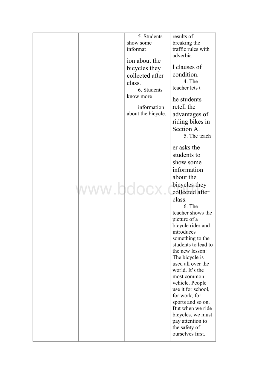 Unit 6 Enjoying Cycling Bicycle riding is good exercise Section C 教案.docx_第3页
